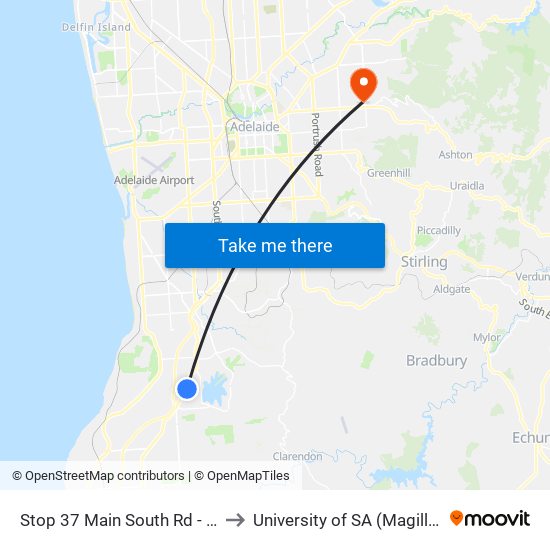 Stop 37 Main South Rd - West side to University of SA (Magill Campus) map