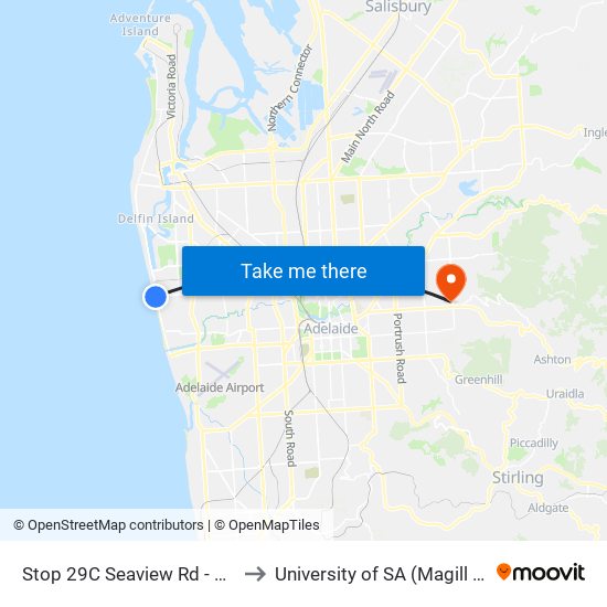 Stop 29C Seaview Rd - West side to University of SA (Magill Campus) map