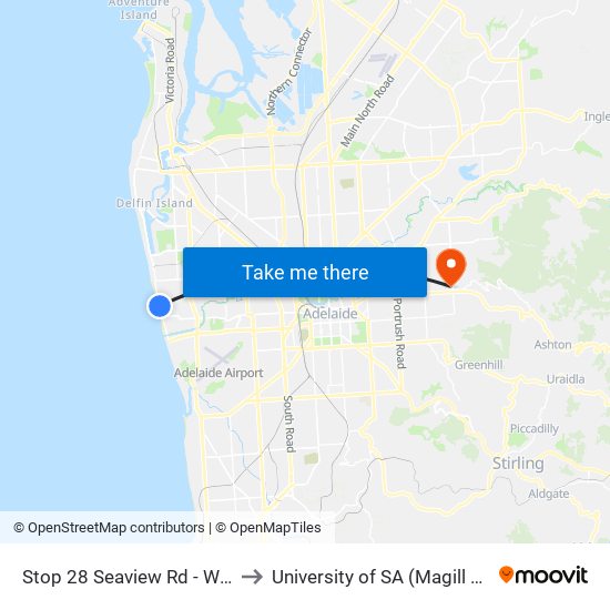Stop 28 Seaview Rd - West side to University of SA (Magill Campus) map