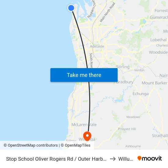 Stop School Oliver Rogers Rd / Outer Harbor Railway to Willunga map
