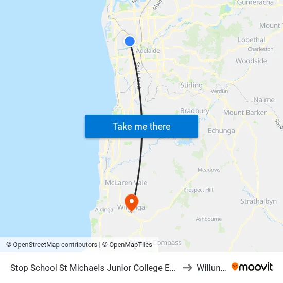 Stop School St Michaels Junior College East Av to Willunga map