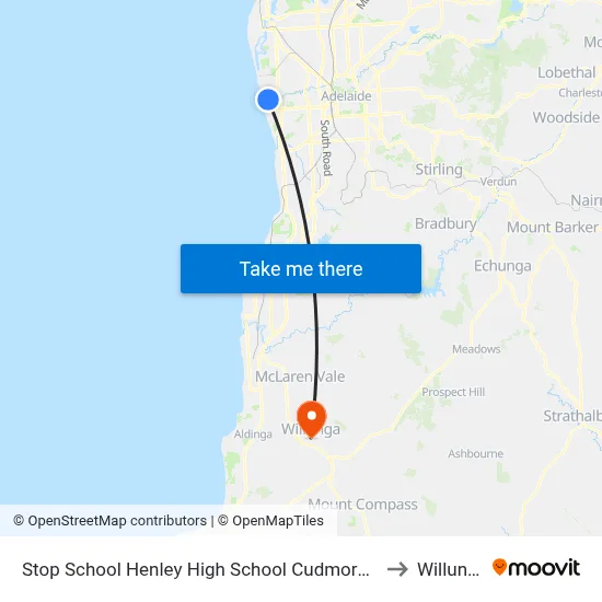 Stop School Henley High School Cudmore Tce to Willunga map