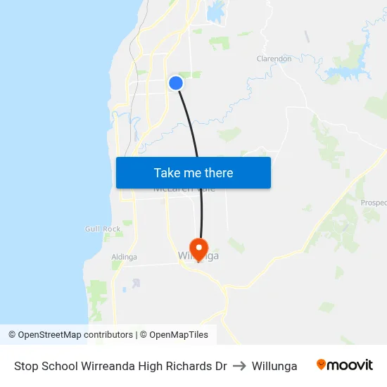 Stop School Wirreanda High Richards Dr to Willunga map