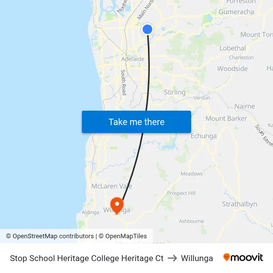 Stop School Heritage College Heritage Ct to Willunga map
