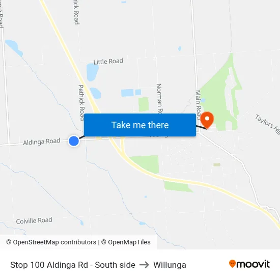 Stop 100 Aldinga Rd - South side to Willunga map