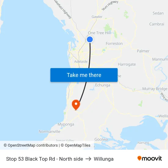 Stop 53 Black Top Rd - North side to Willunga map