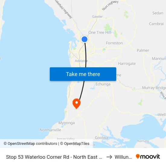 Stop 53 Waterloo Corner Rd - North East side to Willunga map