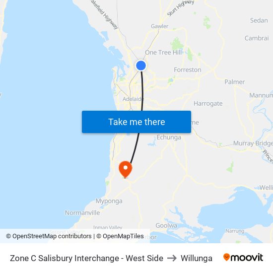 Zone C Salisbury Interchange - West Side to Willunga map