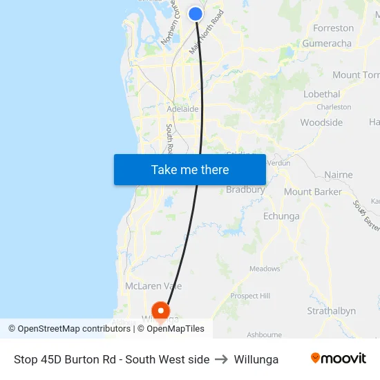 Stop 45D Burton Rd - South West side to Willunga map