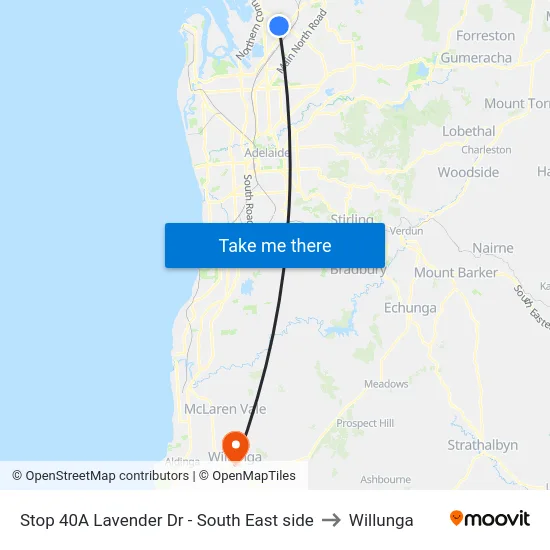 Stop 40A Lavender Dr - South East side to Willunga map