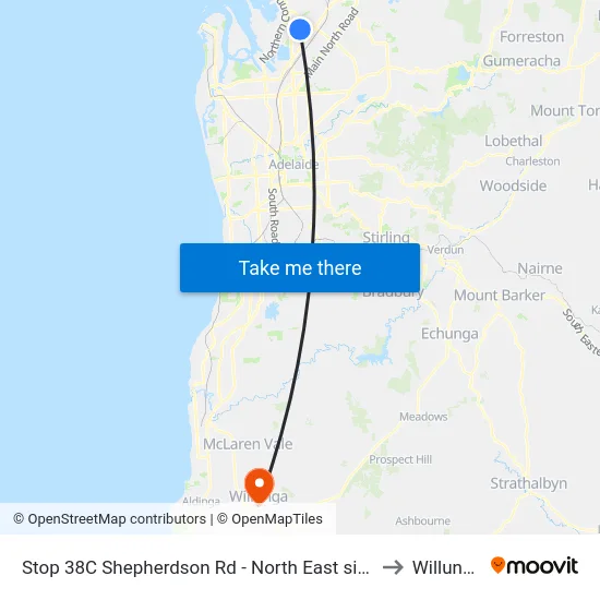 Stop 38C Shepherdson Rd - North East side to Willunga map