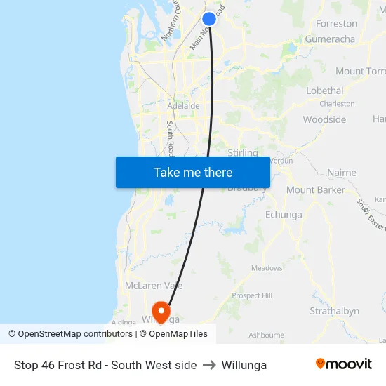 Stop 46 Frost Rd - South West side to Willunga map
