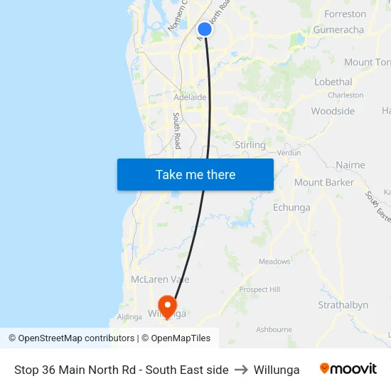 Stop 36 Main North Rd - South East side to Willunga map