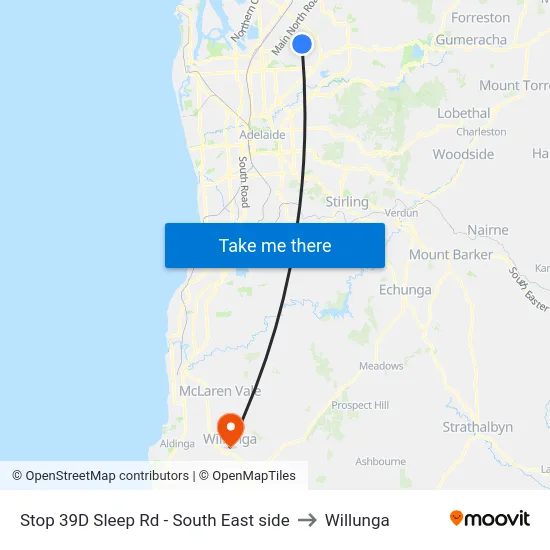 Stop 39D Sleep Rd - South East side to Willunga map