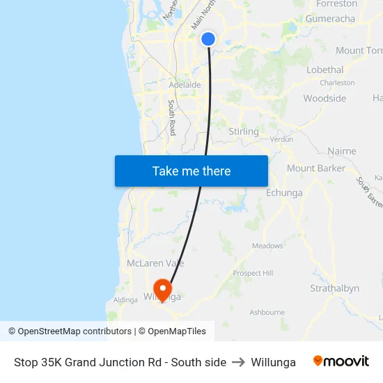 Stop 35K Grand Junction Rd - South side to Willunga map