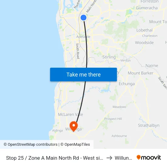 Stop 25 / Zone A Main North Rd - West side to Willunga map
