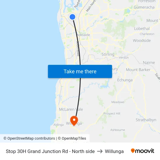 Stop 30H Grand Junction Rd - North side to Willunga map