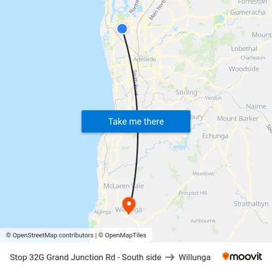 Stop 32G Grand Junction Rd - South side to Willunga map