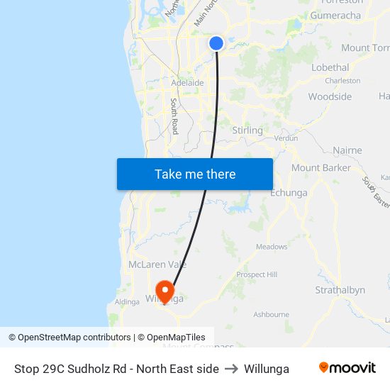 Stop 29C Sudholz Rd - North East side to Willunga map