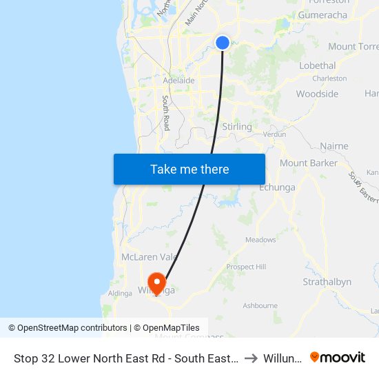 Stop 32 Lower North East Rd - South East side to Willunga map