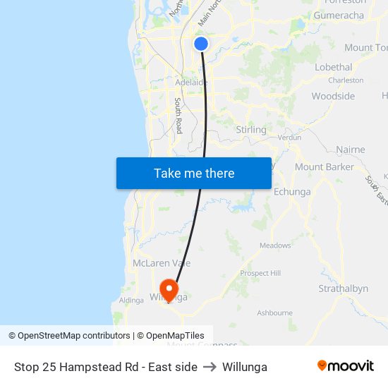 Stop 25 Hampstead Rd - East side to Willunga map