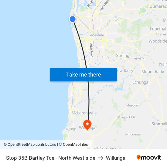 Stop 35B Bartley Tce - North West side to Willunga map