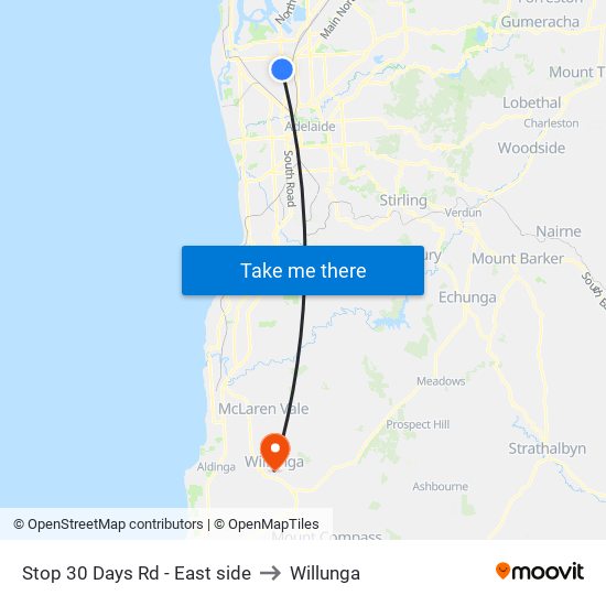 Stop 30 Days Rd - East side to Willunga map