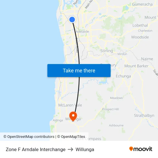Zone F Arndale Interchange to Willunga map
