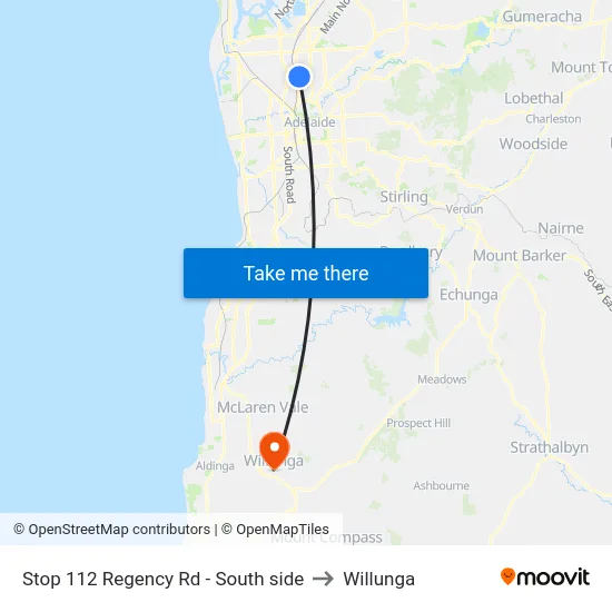 Stop 112 Regency Rd - South side to Willunga map