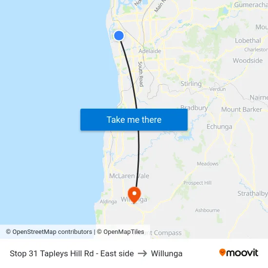 Stop 31 Tapleys Hill Rd - East side to Willunga map
