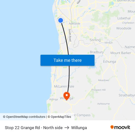 Stop 22 Grange Rd - North side to Willunga map