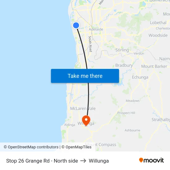 Stop 26 Grange Rd - North side to Willunga map