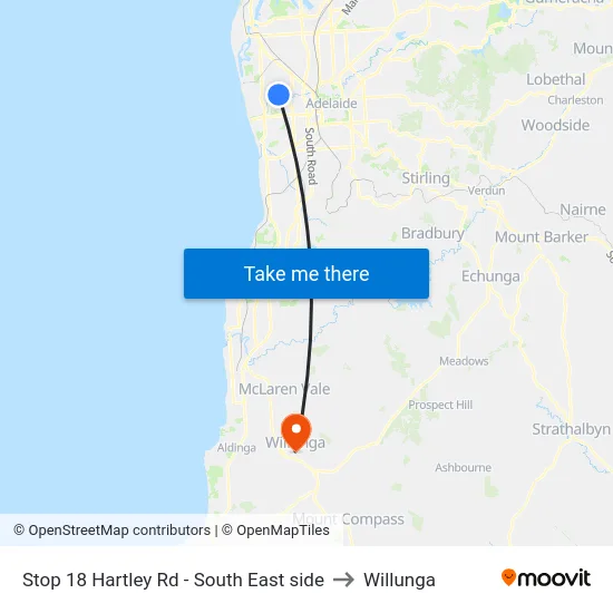 Stop 18 Hartley Rd - South East side to Willunga map