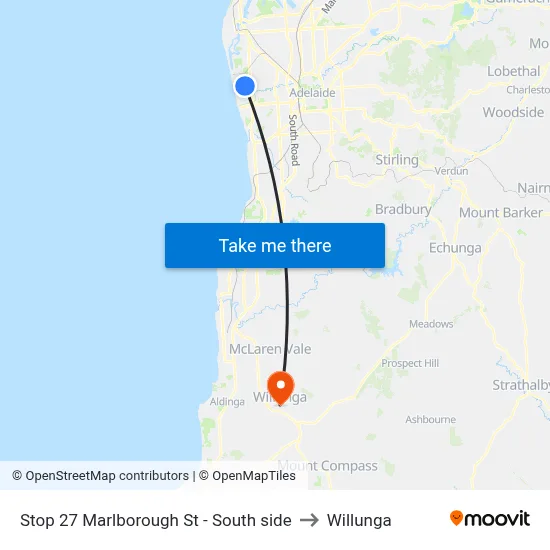 Stop 27 Marlborough St - South side to Willunga map