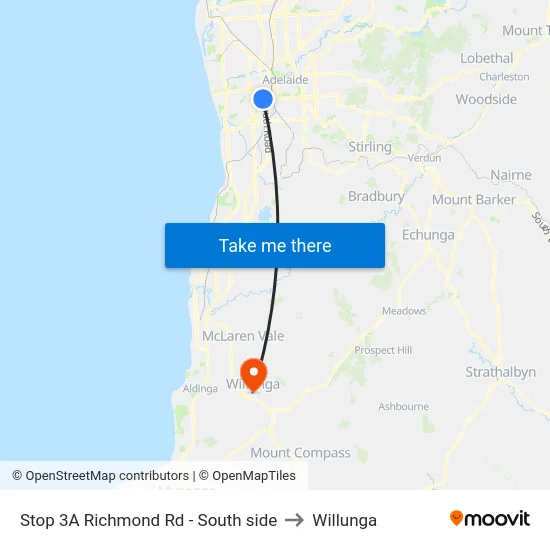 Stop 3A Richmond Rd - South side to Willunga map