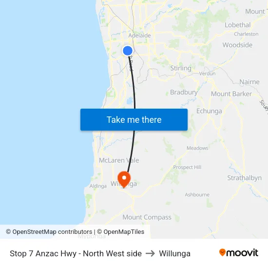 Stop 7 Anzac Hwy - North West side to Willunga map