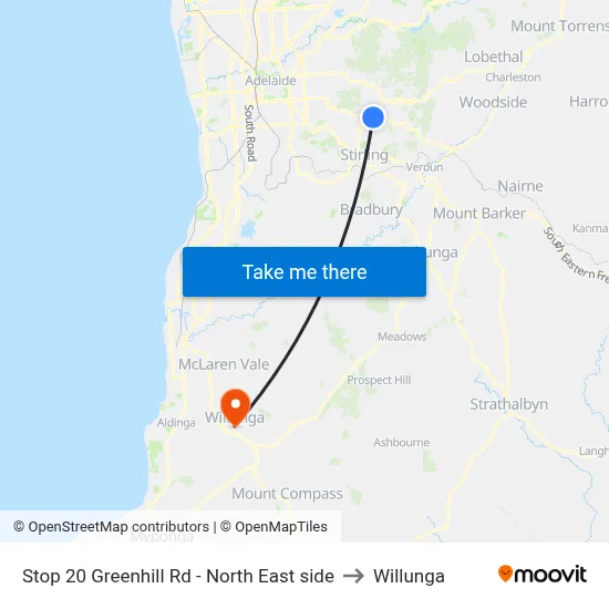 Stop 20 Greenhill Rd - North East side to Willunga map
