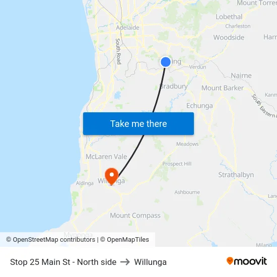 Stop 25 Main St - North side to Willunga map
