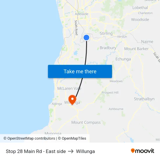 Stop 28 Main Rd - East side to Willunga map
