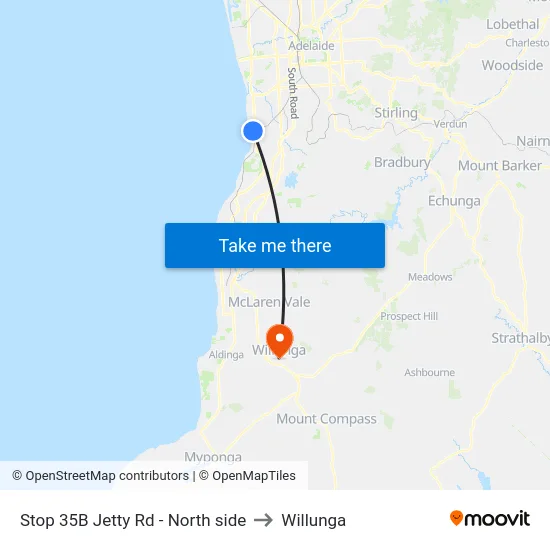 Stop 35B Jetty Rd - North side to Willunga map