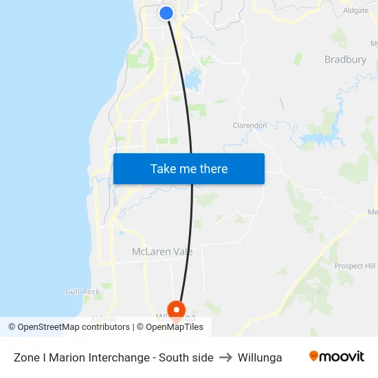 Zone I Marion Interchange - South side to Willunga map