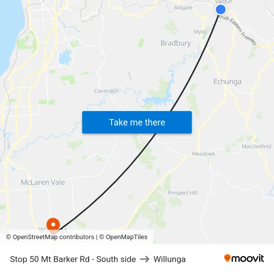Stop 50 Mt Barker Rd - South side to Willunga map