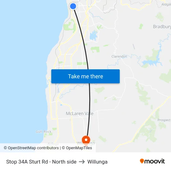 Stop 34A Sturt Rd - North side to Willunga map