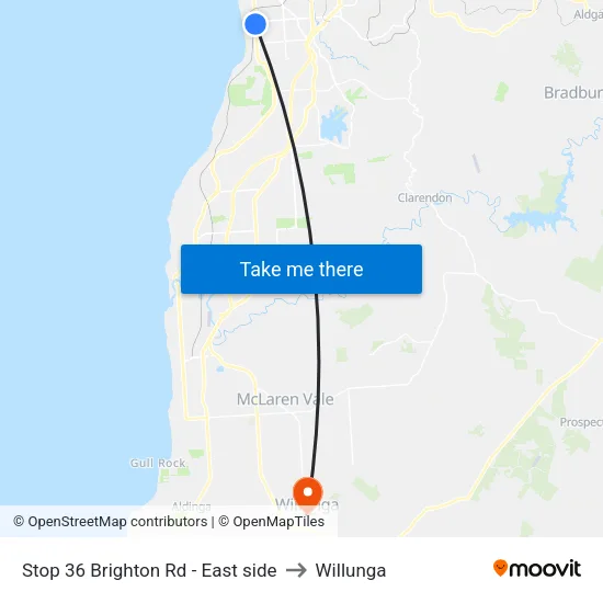 Stop 36 Brighton Rd - East side to Willunga map