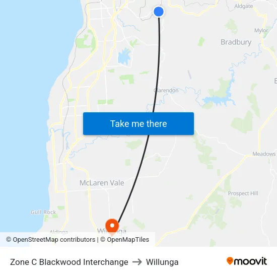 Zone C Blackwood Interchange to Willunga map
