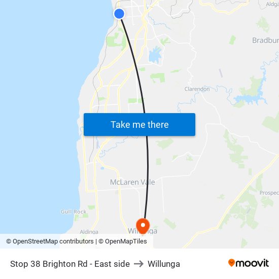 Stop 38 Brighton Rd - East side to Willunga map