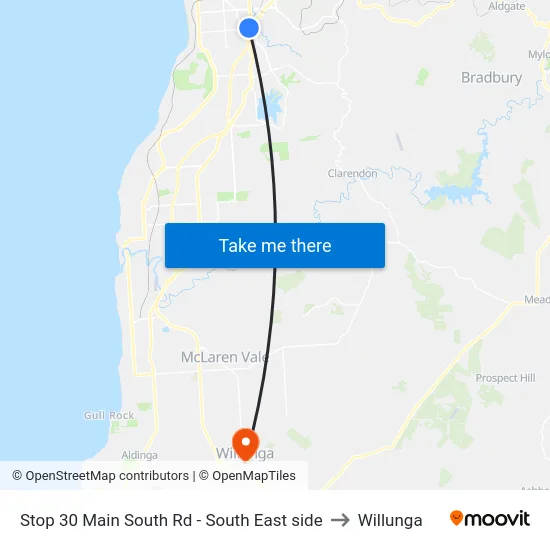 Stop 30 Main South Rd - South East side to Willunga map