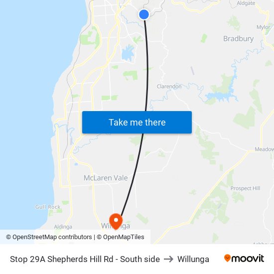 Stop 29A Shepherds Hill Rd - South side to Willunga map