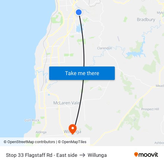 Stop 33 Flagstaff Rd - East side to Willunga map