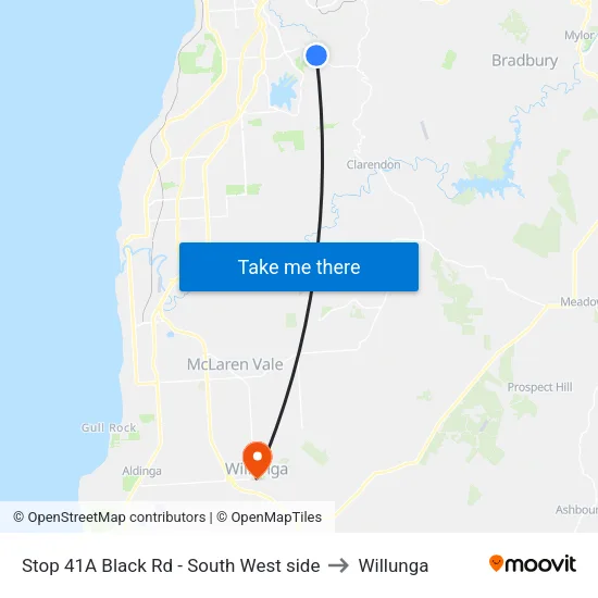 Stop 41A Black Rd - South West side to Willunga map